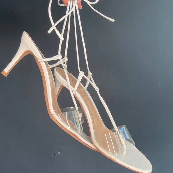 Gianvito Rossi White &amp; Plexi Heeled Sandals
