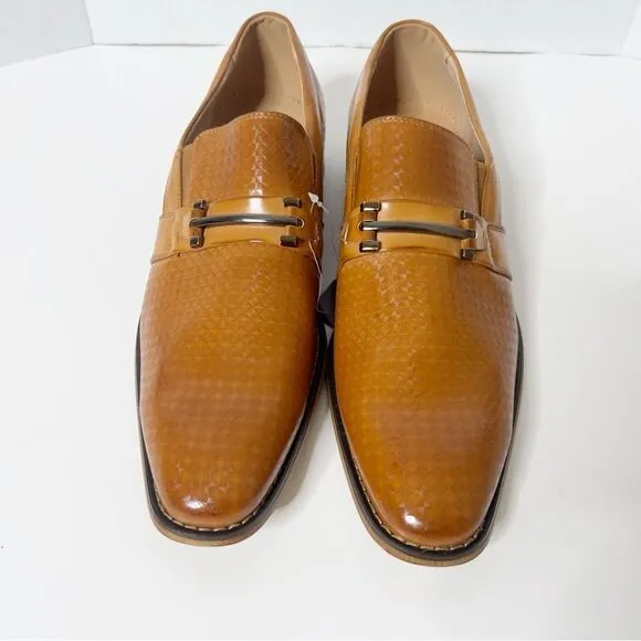 Gino Vitale Men's Diamond Cut Tan Dress Shoes Loafers Size 13