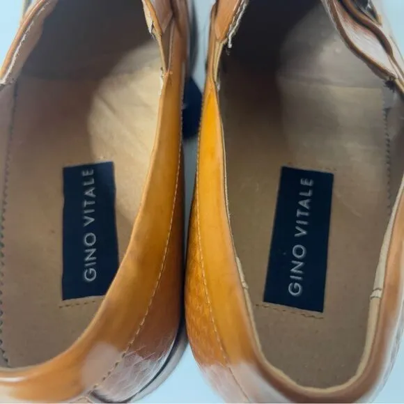 Gino Vitale Men's Diamond Cut Tan Dress Shoes Loafers Size 13