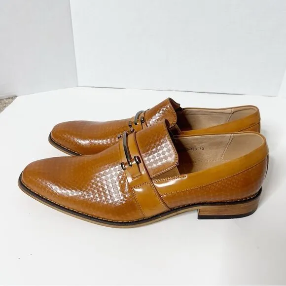 Gino Vitale Men's Diamond Cut Tan Dress Shoes Loafers Size 13