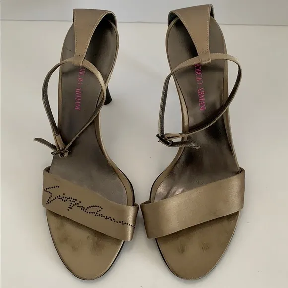 Giorgio Armani metallic dress sandals shoes size 36 6 Italy  RARE HTF Designer
