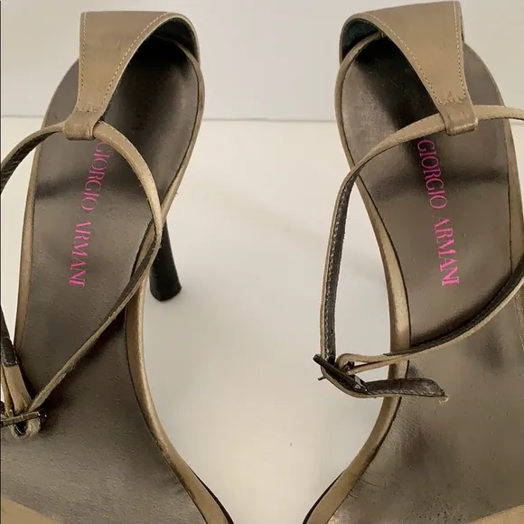 Giorgio Armani metallic dress sandals shoes size 36 6 Italy  RARE HTF Designer