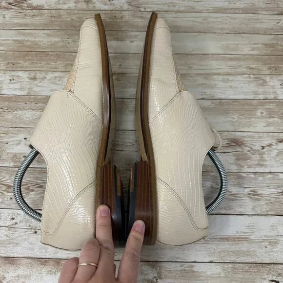 Giorgio Brutini Beige White Leather Snakeskin Oxford Dress Shoes Men's Size 10M