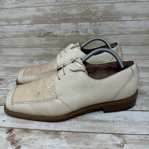 Giorgio Brutini Beige White Leather Snakeskin Oxford Dress Shoes Men's Size 10M