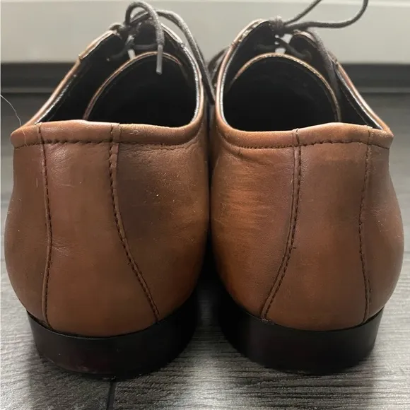 Giorgio Brutini Men's Brown Leather Lace Up Square Toe Dress Shoes Size 8.5M