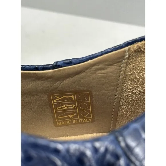 Giorgio's of Palm Beach Blue Crocodile 🐊 Trim And Blue Leather Size 12 USA