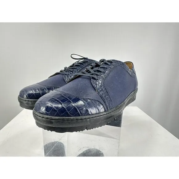 Giorgio's of Palm Beach Blue Crocodile 🐊 Trim And Blue Leather Size 12 USA