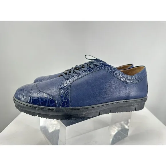 Giorgio's of Palm Beach Blue Crocodile 🐊 Trim And Blue Leather Size 12 USA