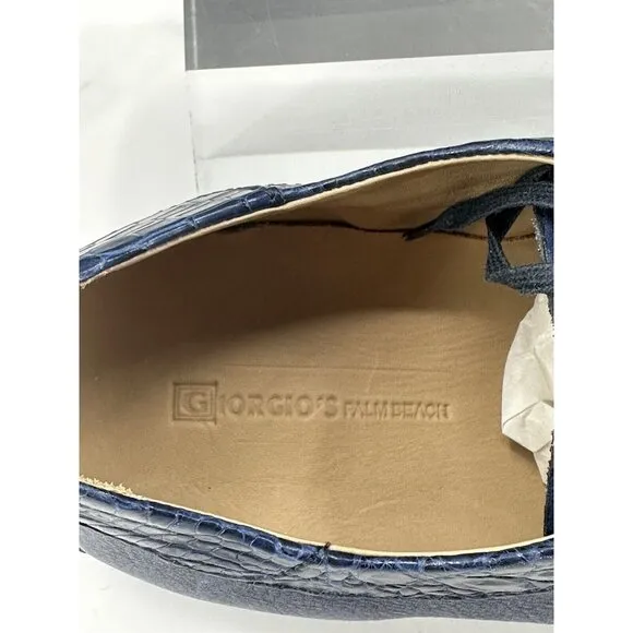Giorgio's of Palm Beach Blue Crocodile 🐊 Trim And Blue Leather Size 12 USA