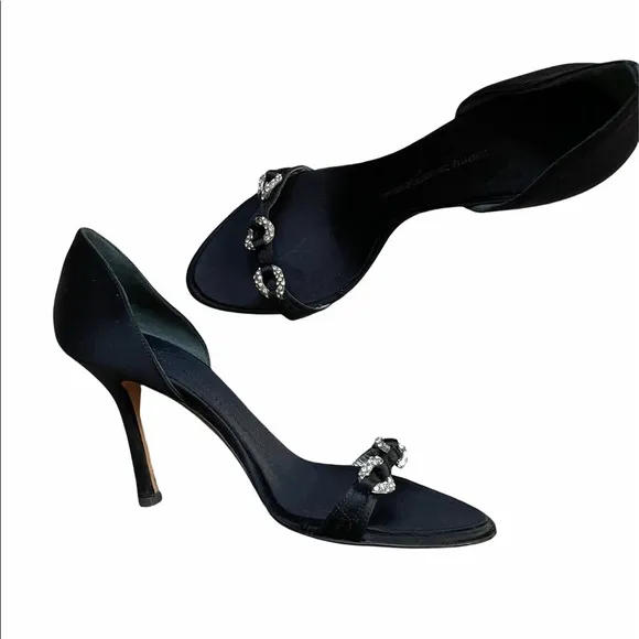 GIUSEPPE ZANOTTI Black Crystal Embellishments Sandals Size 9.5