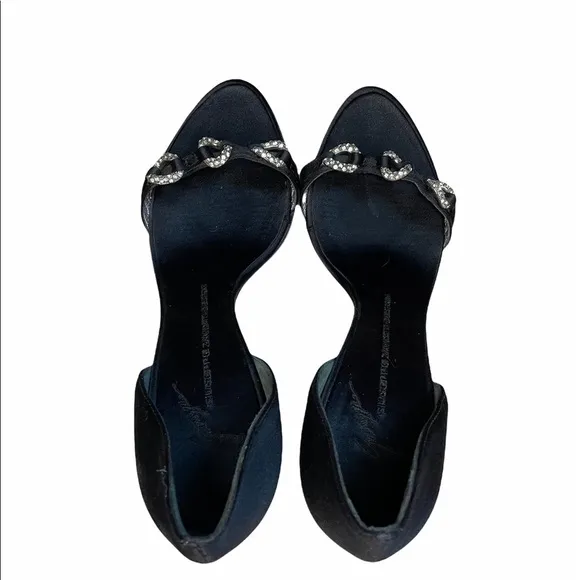 GIUSEPPE ZANOTTI Black Crystal Embellishments Sandals Size 9.5