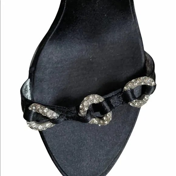 GIUSEPPE ZANOTTI Black Crystal Embellishments Sandals Size 9.5
