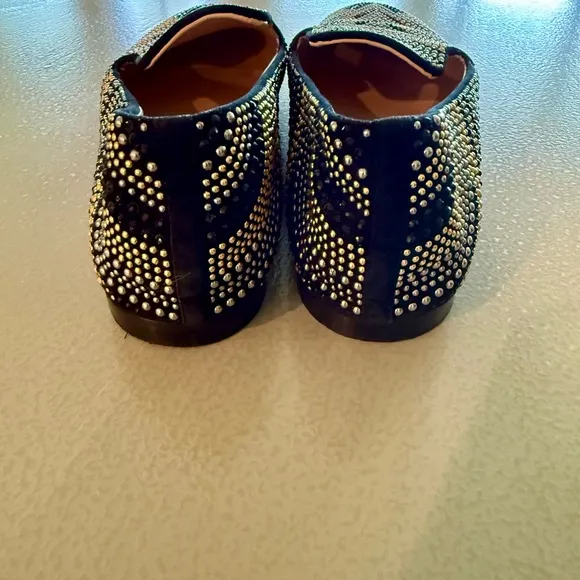Giuseppe Zanotti Black, Gold, Silver embellished women’s loafer flats