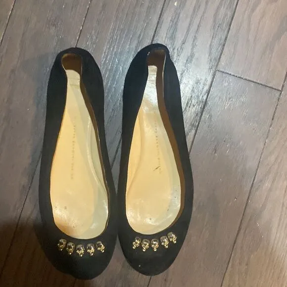 Giuseppe Zanotti dark gray skull ballet flats Sz 38