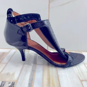 Givenchy Womens Black Snake Print Leather Ankle Strap Heels Size EU 37
