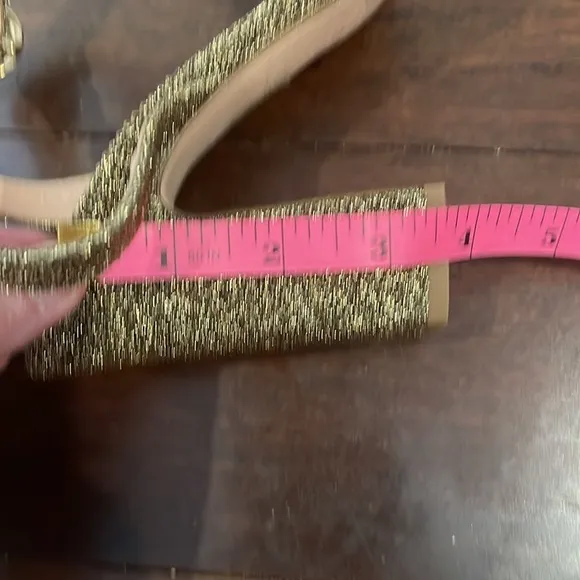 Gold sparkle J. Crew vicky ankle strap closed block toe heels NWOT 7 1/2