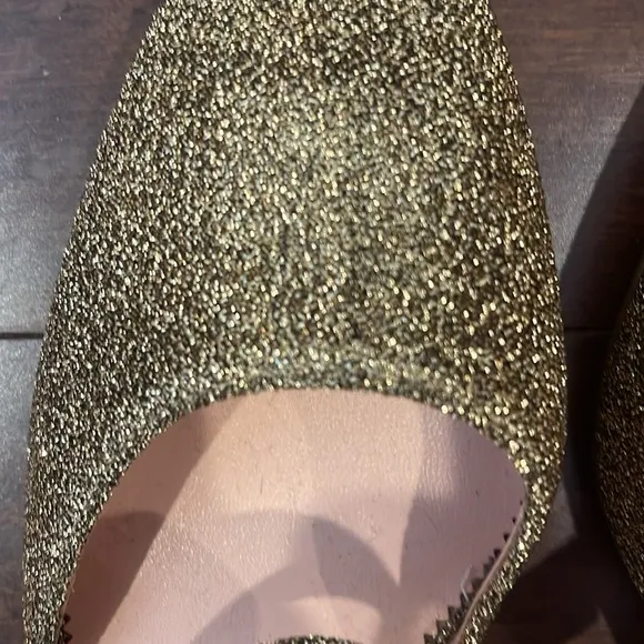 Gold sparkle J. Crew vicky ankle strap closed block toe heels NWOT 7 1/2