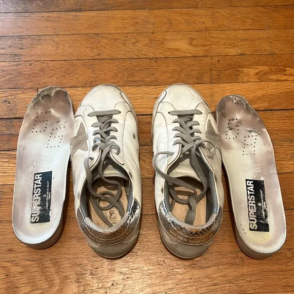 Golden Goose Superstar Silver Tab Trainer Sneakers, size 40