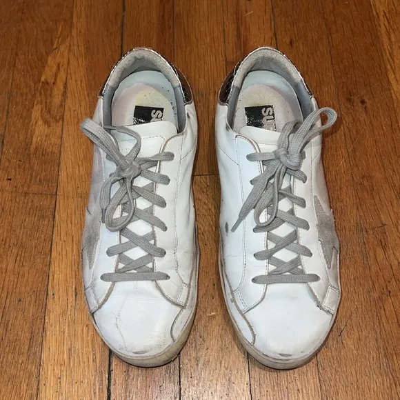 Golden Goose Superstar Silver Tab Trainer Sneakers, size 40