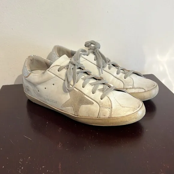 Golden Goose Superstar Silver Tab Trainer Sneakers, size 40
