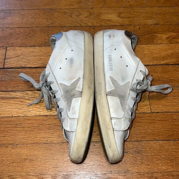 Golden Goose Superstar Silver Tab Trainer Sneakers, size 40