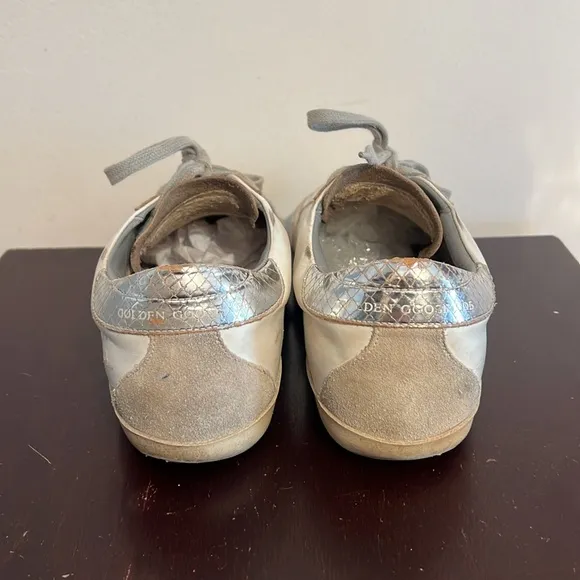 Golden Goose Superstar Silver Tab Trainer Sneakers, size 40