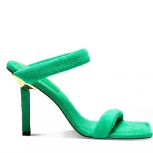 Good American Terry Slip-On High Heeled Sandals - Green TRENDY Y2K