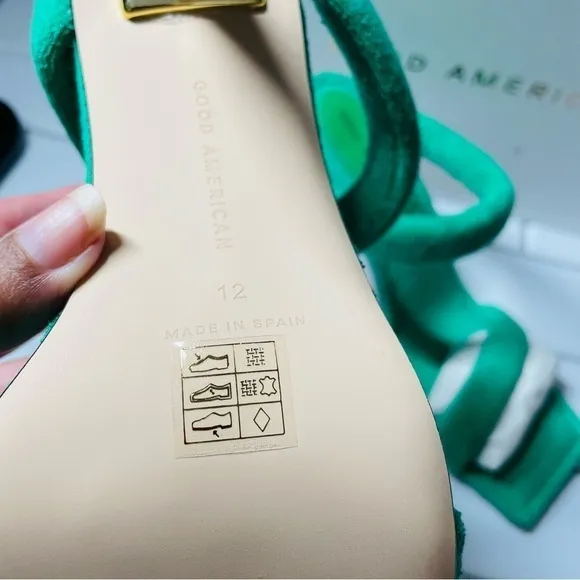 Good American Terry Slip-On High Heeled Sandals - Green TRENDY Y2K
