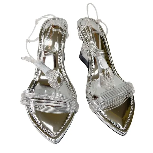 Good AmericanClear Block Heel Clear Straps Sandals Size 5.5 New