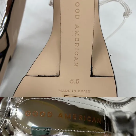 Good AmericanClear Block Heel Clear Straps Sandals Size 5.5 New