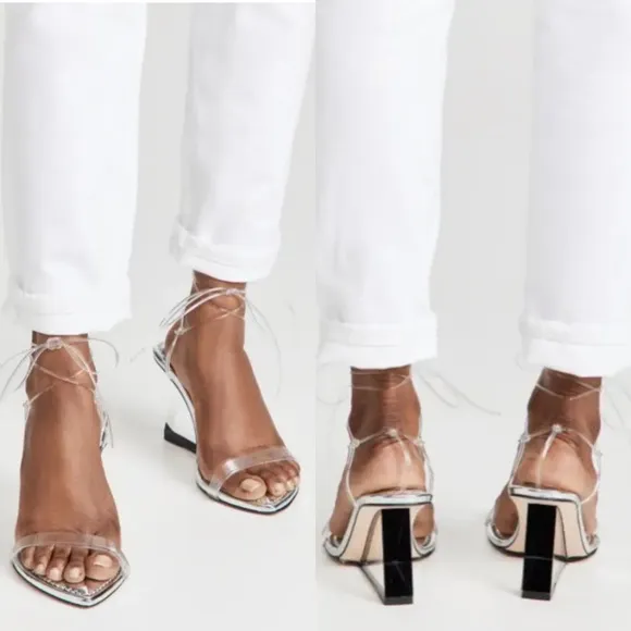 Good AmericanClear Block Heel Clear Straps Sandals Size 5.5 New