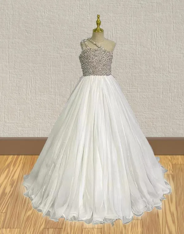 Gorgeous White Glitter Pageant Dresses For Juniors