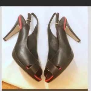 GRAFFITI BLACK/RED LEATHER SLINGBACK SANDA…