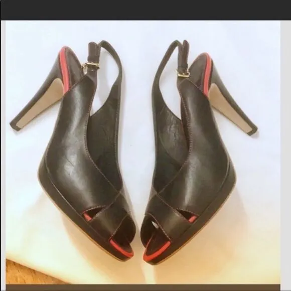 GRAFFITI BLACK/RED LEATHER SLINGBACK SANDA…