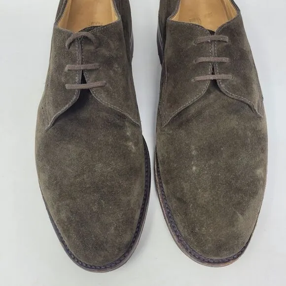 Gravati Shoes Mens 9 Brown Suede Derby Tie Lace Up Italy Classic Dress Casual