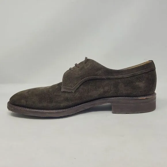 Gravati Shoes Mens 9 Brown Suede Derby Tie Lace Up Italy Classic Dress Casual