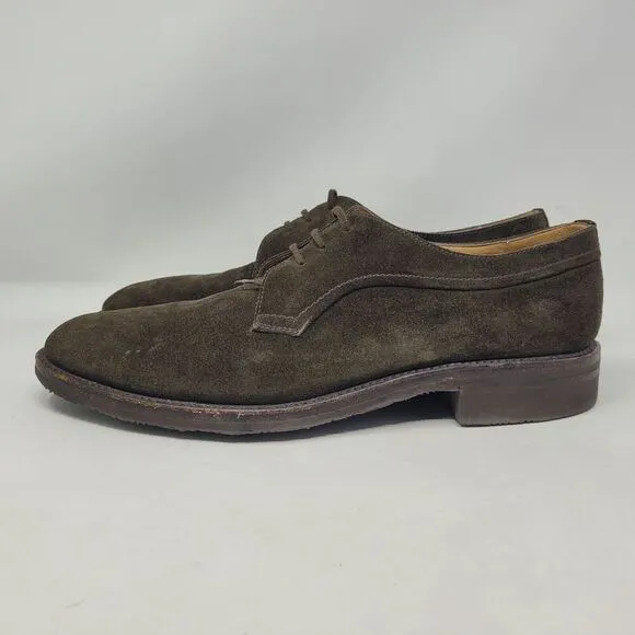 Gravati Shoes Mens 9 Brown Suede Derby Tie Lace Up Italy Classic Dress Casual