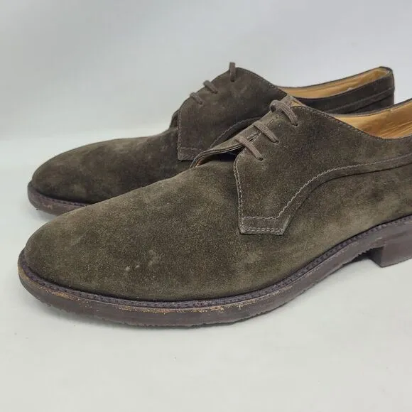 Gravati Shoes Mens 9 Brown Suede Derby Tie Lace Up Italy Classic Dress Casual