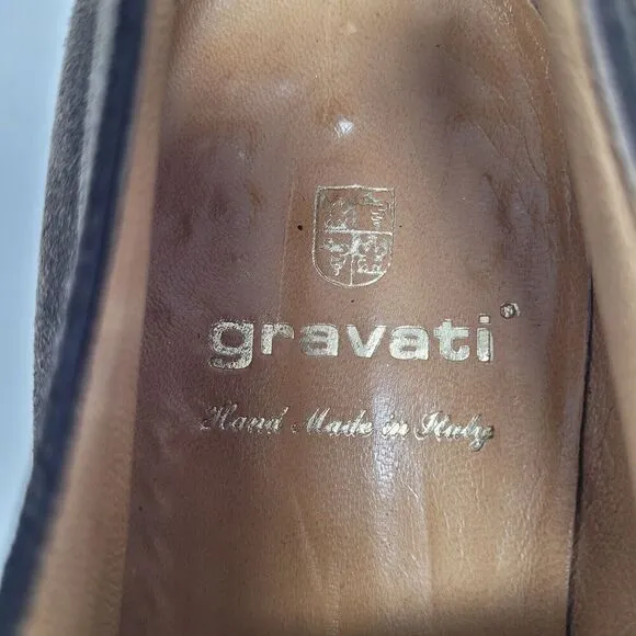 Gravati Shoes Mens 9 Brown Suede Derby Tie Lace Up Italy Classic Dress Casual