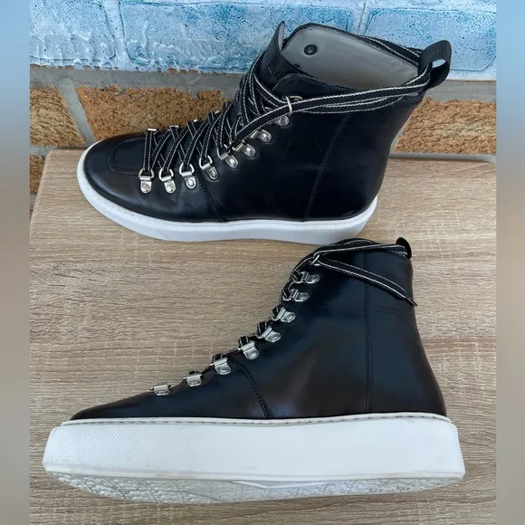 Grenson black Calf Leather Hi-top Sneakers unisex size 5/7