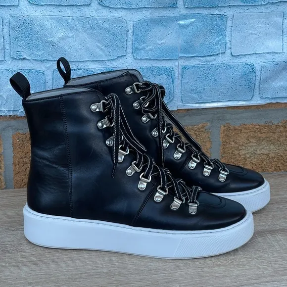 Grenson black Calf Leather Hi-top Sneakers unisex size 5/7