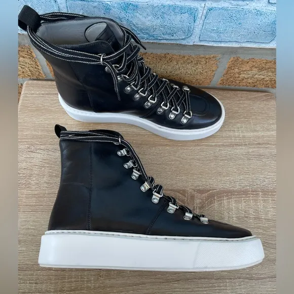 Grenson black Calf Leather Hi-top Sneakers unisex size 5/7