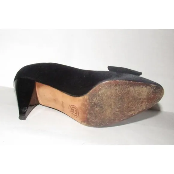 Gucci Black Satin Over Leather w Rhinestone Accent