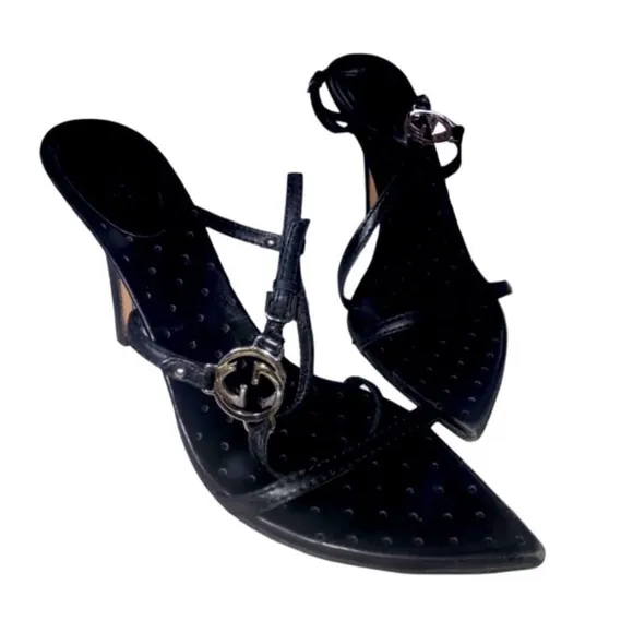 Gucci Elegant Black Strappy Heels