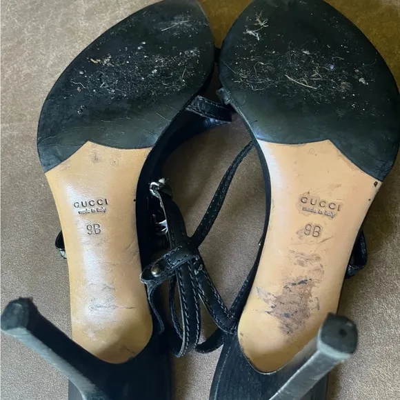 Gucci Elegant Black Strappy Heels
