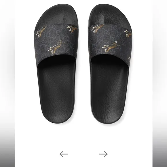 Gucci Gg Supreme men’s 9 womens 10Tiger Slide Sandal nwt black