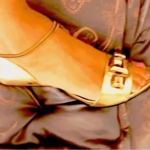 GUCCI Gold GG Guccissima leather 41 C11 open-toe heels pumps shoes