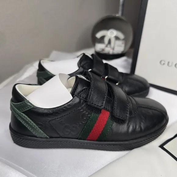 Gucci Kids Monogram Leather Sneakers!