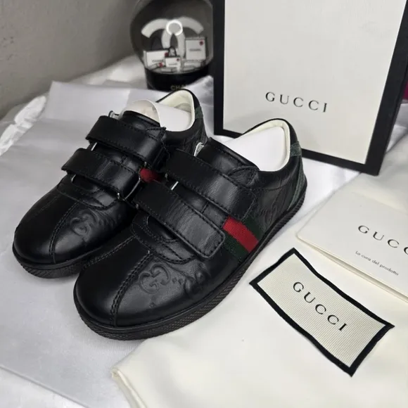 Gucci Kids Monogram Leather Sneakers!