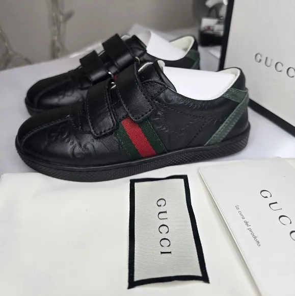 Gucci Kids Monogram Leather Sneakers!